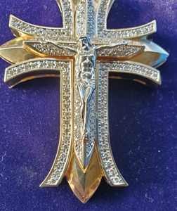 Jesus <b>Cross</b> Diamond Look Pendant Necklace Iced Out Religious Faith Charm Statement Jewelry Gift For <b>Men</b> Women - Product Image 2