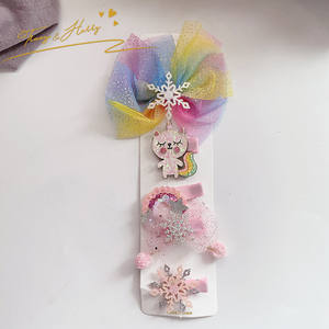 <span class=keywords><strong>Tracy</strong></span> & Herry-Pinza para el pelo de gasa de nieve dulce y encantadora para niña, accesorios para el cabello con lazo azul y borde de princesa para nieve - Product Image 5
