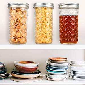 ภาชนะแก้วที่มีฝาปิดเมสันเปิดกว้างพร้อมเครื่องหมายวัดฝาสำหรับข้าวโอ๊ตค้างคืน - Product Image 2