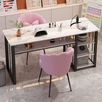 Ensemble table et chaise de manucure à motif marbré en panneau de fibres de bois - élégant et minimaliste pour salons de manucure