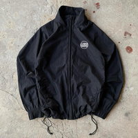 Jaket Kasual Pria Logo Kustom Grosir, Jaket Windbreaker Nylon Pakaian Olahraga, Jaket Resleting untuk Pria