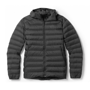 Men's Black Long Puffer Jacket Hood Zipper Closure Reflective Waterproof Windproof Casual Summer Coat Regular Fit Solid Satin - Product Image 1