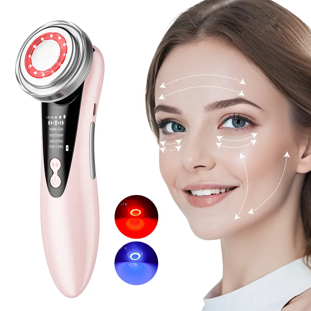 Produit chaud 2024 Iontophorèse Machine Beauté Visage Lifting Masseur Dispositif Facial Vibration Photon Rajeunissement De La Peau Massage Chaud