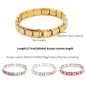 Bracelet à breloques italien avec différents motifs, bracelet italien pour <span class=keywords><strong>fille</strong></span>, breloques colorées en acier inoxydable, bracelet italien personnalisé - Product Image 6