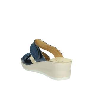 Cinzia <b>Soft</b> Donna Wedges Sandals Blu Leather Platform Women's <b>Shoes</b> - Product Image 1