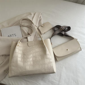 2025 Новая мягкая сумка из искусственной кожи в стиле ретро с узором из крокодиловой кожи большой емкости набор из 3 предметов Сумка для женщин Сумочка с кошельком - Product Image 4