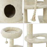 Meubles robustes et sécurisés, arbre à chat beige multicouche avec appartement confortable, poteaux à griffer en sisal et grands paniers pour chats
