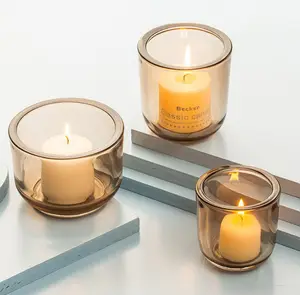 Simple Glass Candle holder Nordic glass Candle Jar Morandi color Candle Cup