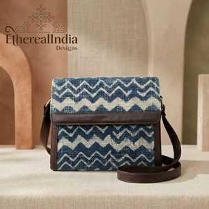 Handmade Rug Fabric Box Sling Bag Block Print Boho Shoulder Bag Rexine Vegan Leather <b>Small</b> <b>Purse</b> - Product Image 4