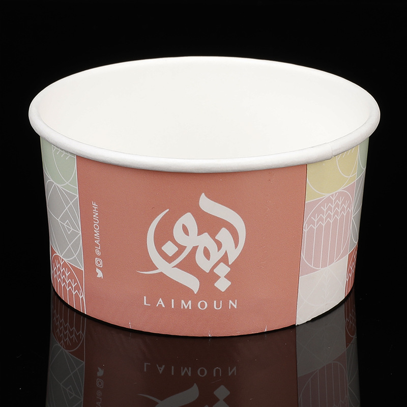 Customized Logo Printing Food Grade Biodegradable Disposable Eco-friendly Ice Cream Dessert Snack Paper Cup