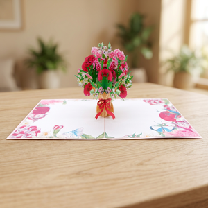 Handmade 3D Pop Up Flower Bouquet Greeting Card Laser Cut Paper Craft for <b>Valentine</b> Day Mother's Day Gift - Product Image 2