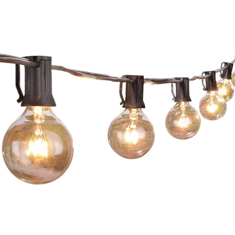25FT الزجاج لمبات LED في الهواء الطلق سلسلة أضواء الرجعية اديسون لمبة بفتيلة الشارع حديقة الباحة الطوق عطلة إضاءة للتزيين