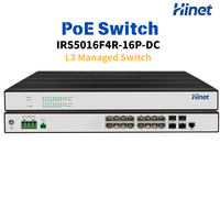 Switch PoE industriel géré de couche 3, 16 ports Gigabit Ethernet, 4x10G SFP+ Uplink, 30W, double tension, 112 Gbit/s, montage en rack, EN50155