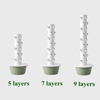 2024 OEM Commercial Aeroponic Tower Serre de jardin Systèmes de culture hydroponique verticaux Agriculture 9 couches avec bassin noir