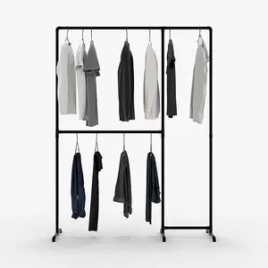 산업용 로프트 디자인의 독립형 의류 레일, 휴대용 의류 여성 의류 매장 옷걸이 진열대