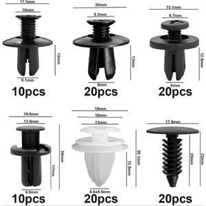 HE26 Nouveau Lot de 100 attaches de fixation pour voiture, <span class=keywords><strong>6</strong></span> tailles, clips de fixation pour garniture de porte, pare-chocs universel, en nylon <span class=keywords><strong>et</strong></span> plastique, système de retenue à poussoir - Product Image 4