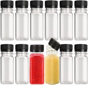 Botella de Plástico Cuadrada de 60 ml (2 oz) Libre de BPA, Apta para Alimentos, con Tapas Negras a Prueba de Manipulación para Bebidas Líquidas, Shots de Jengibre - Product Image 1