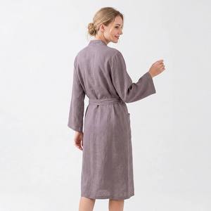 Bata de baño suave para mujer, talla grande, de lino, larga, para dormir, ropa de descanso, pijama de baño para mujer de talla grande, al por mayor de fábrica - Product Image 5