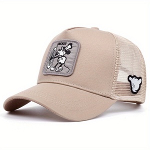 Gorra de béisbol de 5 paneles de algodón 100% con malla de dibujos animados personalizada al por mayor, deportiva, común, con logo bordado, para todas las estaciones, tipo camionero. - Product Image 3