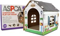 Grande maison en carton écologique pour chat avec rangement intérieur amovible, grattoir pour animaux de compagnie mignon, emballage et impression de produits