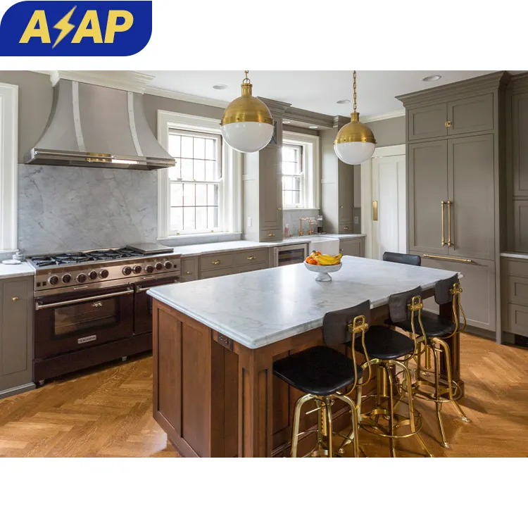 ASAP traditional Shaker Kitchen Furniture Cabinets Set Wholesale Recycled Antique Kitchen Island with Drawers