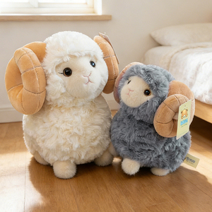 Peluche de mouton simulée, adorable poupée de mouton à grandes cornes. Idéal pour les machines à griffes, les coussins de maison et les cadeaux d'Halloween. - Product Image 2