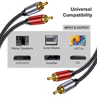Câble audio coaxial RCA Hi-Fi OFC en cuivre pur plaqué or, paire torsadée, double blindage PVC, conducteur TC/BC/CCS, 2 RCA pour haut-parleur