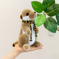 Boneka Mewah Meerkat 23Cm dengan Syal Rajutan Dapat Dilepas Mainan Hewan Realistis Dekorasi Rumah Hadiah Ulang Tahun Pendamping Anak-anak