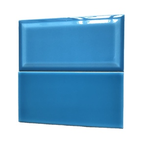 Carrelage mural de cuisine classique antidérapant en céramique brillante biseautée bleu ciel 100x200 mm, isolation thermique, brique réfractaire, murs intérieurs, sols - Product Image 1