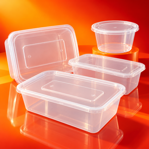 Conteneur alimentaire jetable en PP transparent de 500 ml avec couvercle pour emporter, boîte de préparation de repas rectangulaire, compatible micro-ondes, qualité alimentaire, sans BPA - Product Image 2