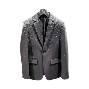 Blazer de <span class=keywords><strong>Hombre</strong></span> Personalizado con Pedrería de Alta Gama, Cuello de Solapa, Corte Regular, para Primavera y Otoño - Product Image 1