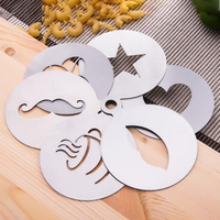 Pochoir d'art de latte en mousse de cappuccino de café en plastique personnalisé 16 pièces pochoirs de café de décoration