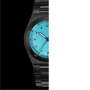Montre automatique pour homme avec cadran turquoise en acier noir, bracelet en acier inoxydable, montre-bracelet décontractée et tendance - Product Image 2