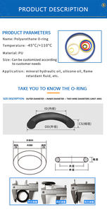 Jeu de joints toriques EPDM nitrile hydrogéné haute pression pour applications industrielles, joint de tige en caoutchouc PU orange pour robinet, haute performance - Product Image 4