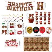 Kit de Décorations d'Anniversaire Léopard Cerise, Fournitures de Fête à Motif Animal Rouge, Décorations d'Anniversaire Guépard et Cerise