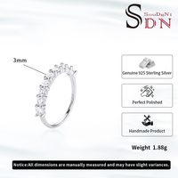 Bague de mariage demi-éternité en argent S925 de luxe avec moissanite ronde de 3 mm et diamant de laboratoire pour femme, cadeau de mariage