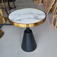 Table d'appoint moderne en acier inoxydable doré, ronde, en marbre noir, rose doré, pour salon, meubles modernes, vente en gros