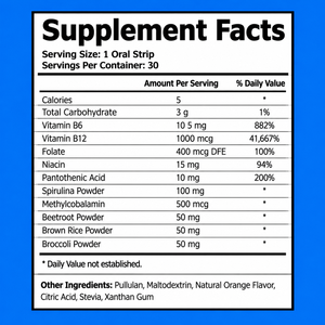OEM ODM Bandes buccales végétaliennes de Vitamine B12, Vitamine B6, Vitamine B12 pour améliorer les capacités cognitives, Film buccal végétalien de Vitamine B12 - Product Image 2
