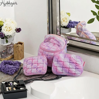 Nouvelle Trousse de Toilette de Voyage Ronde Dégradée Style Ins pour Femme, Douce et Moelleuse, en Nylon avec Fermeture Éclair Bidirectionnelle