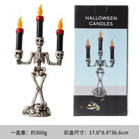 Lanterne à bougie squelette d'Halloween pour la décoration de table de fête, lampe LED