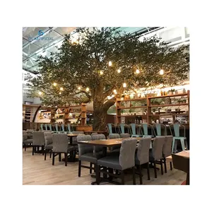 Galhos de árvore de carvalho artificial e folhas para restaurante