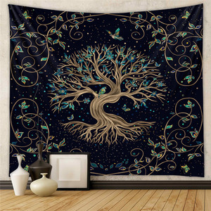 Vie cosmique <span class=keywords><strong>arbre</strong></span> tapisserie rêveur grand <span class=keywords><strong>arbre</strong></span> <span class=keywords><strong>mur</strong></span> couverture mystérieux soleil lune fond paysage tenture murale tissu pour chambre - Product Image 3