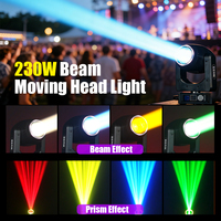 Projecteur à tête mobile Sharpy Beam 230W 7R avec anneau halo RGBW |   Projecteur de scène DMX512 à double prisme 24 facettes super lumineux pour mariage et DJ