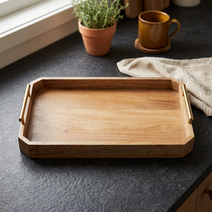 Plateau décoratif à poignées en bois et en métal, pour bricolage - Product Image 2