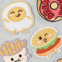 Collations aux fruits, frites, hamburgers, étiquettes en tissu, patchs pour vêtements, autocollants brodés en tissu DIY autocollants