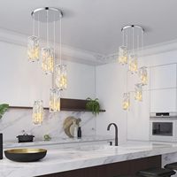 Lustre en verre nordique moderne décoratif, long, à hauteur réglable, éclairage LED de luxe