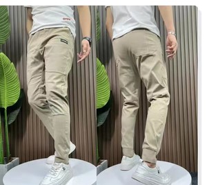 Pantalones Casuales <span class=keywords><strong>de</strong></span> <span class=keywords><strong>Verano</strong></span> para <span class=keywords><strong>Hombre</strong></span>, Finos, Suaves, Elásticos, con Cordón en la Cintura, Color Sólido, Bolsillo con Apliques, Estilo Coreano, Gris, Negro, Pantalones <span class=keywords><strong>de</strong></span> <span class=keywords><strong>Trabajo</strong></span> para <span class=keywords><strong>Hombre</strong></span> - Product Image 5