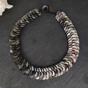 天然ブラックマザーオブパールフィッシュスケールビーズネックレスボヘミアンスタイルビーチジュエリー貝殻ネックレスメーカー売れ筋 - Product Image 3