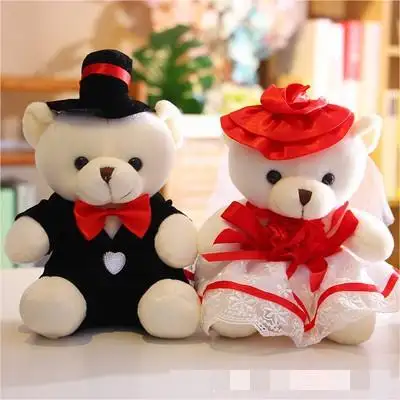 Ngày Cưới cưới gấu búp bê một cặp quà cưới ZD gấu bông đồ chơi sang trọng cặp vợ chồng Gấu Bông Váy Cưới Búp bê nhồi bông