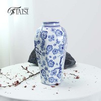J249 Ensemble de pots à gingembre en céramique rétro classique à fleurs de prunier bleues et blanches, décoration de table pour la maison